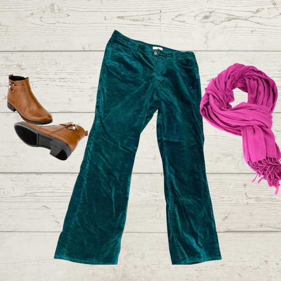 Coldwater Creek Pants - Coldwater Creek Teal-Green Velour like Pants